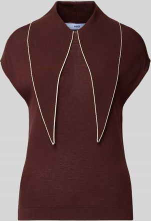 Mango Blusenshirt aus Viskose-Mix mit V-Ausschnitt Modell BERT in Dunkelbraun, Gr&ouml;&szlig;e XL