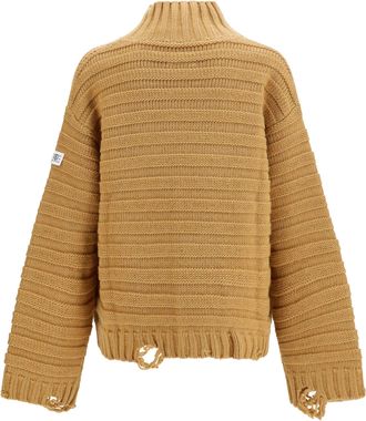 Maison Margiela Mens Turtleneck Sweater - Beige Wool Fleece (ovis Aries)