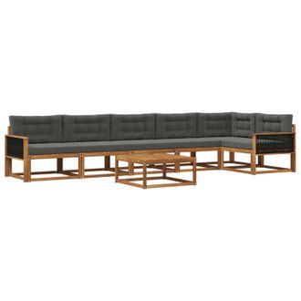 vidaXL Conjunto De Sof&aacute;s De Exterior 7 Pcs Natural Y Antracita Vidaxl