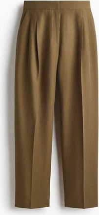 H&M Barrel-leg Twill Trousers in Khaki Green at Nordstrom, Size 10