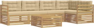 vidaXL Conjunto De Sof&aacute;s De Exterior 6 Uds. Y Beige Poli&eacute;ster Vidaxl