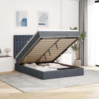 vidaXL Vidaxl - Estructura Cama Otomana Con Colchones Gris Oscuro 140x200cm
