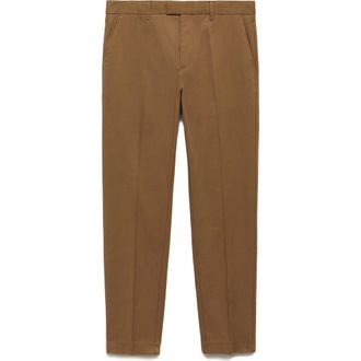 Mango Regular Fit Cotton Blend Dress Pants in Brown at Nordstrom Rack, Size 30