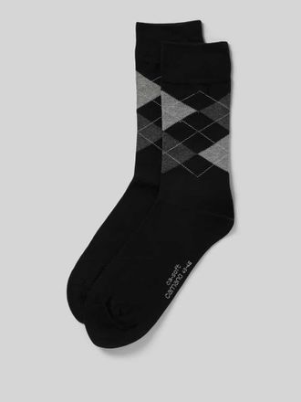 Camano Socken mit Karomuster im 2er-Pack in Black, Größe 39/42