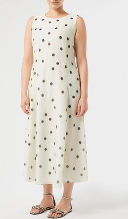 Marina Rinaldi Palato Polka Dot Cotton & Silk Voile Dress in White at Nordstrom, Size 20W
