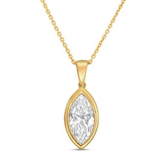 Diana M. Jewels 14kt yellow gold 1.00 ct lab grown marquise bezel with bail pendant