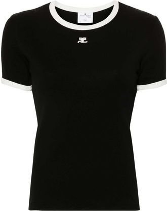 Courr&egrave;ges T-Shirt mit Applikation