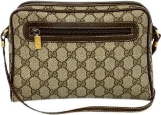 Gucci Pre-owned GG Leren Schoudertas - Dames - Vintage Schoudertas - Bruin - ONE Size - Leer - Vintage