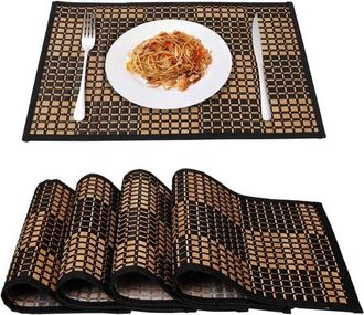 OEM Juego De 4 Manteles Individuales Resistentes A Las Manchas Y Calor, Manteles Individuales Redondos Tejidos Bamb&uacute;, Duraderos Mesa Comedor Cocina