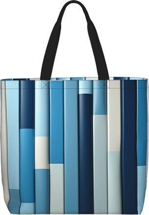 Generic Blue Stripes Shopping Bag Foldable Tote Bag Portable Shopping Bags For Ladies Casual Camping