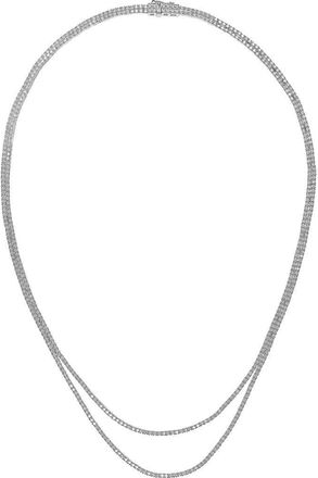 Lana Jewelry 14K Gold Skinny Double Strand Tennis Necklace in White Gold at Nordstrom, Size 15