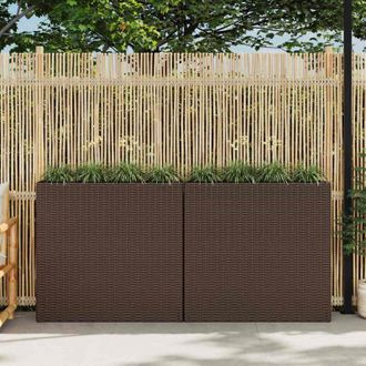 vidaXL Letti Rialzati da Giardino con 4 Vasi 2 pz in Polyrattan Marrone - Vidaxl
