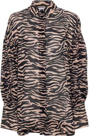 The Attico zebra-print cotton shirt - women - Cotton - 38 - Brown