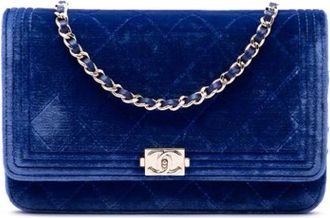 Chanel Pre-owned Wallet on Chain - Dames - Vintage Schoudertas - Blauw - ONE Size - Leer - Vintage