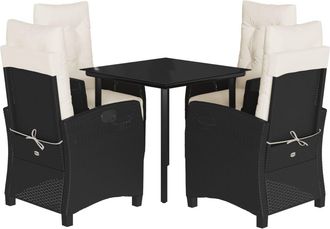 vidaXL Set De Muebles Jard&iacute;n 5 Pzas Con Cojines Rat&aacute;n Sint&eacute;tico Negro Vidaxl