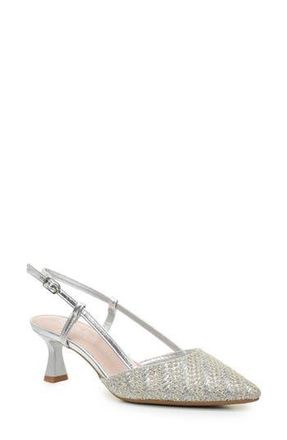 Nicole Miller Slingback Metallic Woven Pump in Silver Multi at Nordstrom Rack, Size 8.5