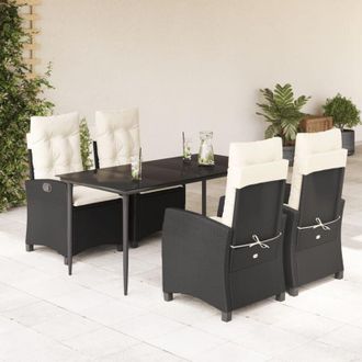 vidaXL Set De Muebles Jard&iacute;n 5 Pzas Con Cojines Rat&aacute;n Sint&eacute;tico Negro Vidaxl