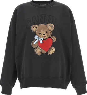 Ganni Black Organic Cotton Womens Sweatshirt