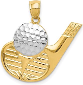 Diamond2Deal 14k Yellow Gold Rhodium Golf Pendant