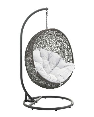 ModWay Hide Outdoor Patio Wicker Rattan Swing Chair With Stand