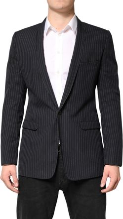 Dolce & Gabbana Black Stripes 1 Button Suit Jacket Mens Blazer