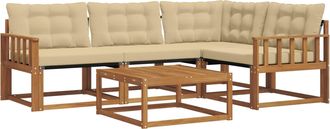 vidaXL Conjunto De Sof&aacute;s De Exterior 5 Uds. Natural Y Beige Vidaxl