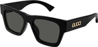 Gucci Rechthoekige Zonnebril - Dames - Zonnebrillen - Zwart - 52 MM - Nylon - Accessoires