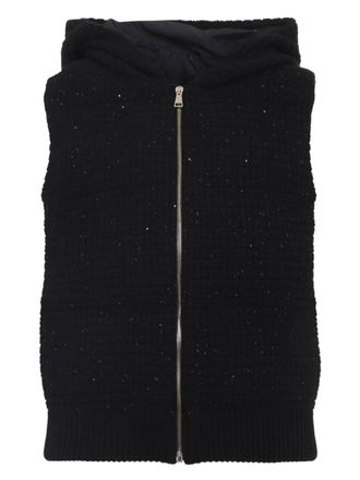 Fabiana Filippi embellished hooded vest - women - Wool - 38 - Black