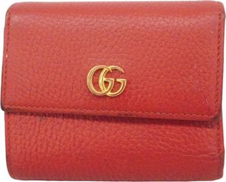 Gucci Red Color Leather Wallet (Tri-Fold) (Pre-Owned)