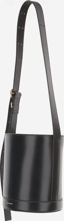 Jil Sander Womens Leather Bucket Bag Black Calfskin Shoulder