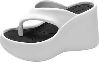 Generic Elevated Platform Slide Sandals For Women Summer Fashion Clipping On EVA Slippers With Thick Heeled Sole (White, 4)