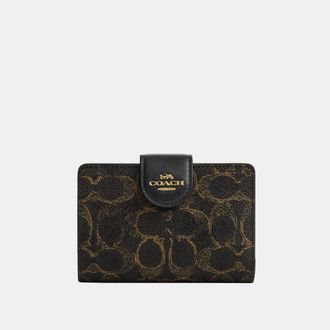 Coach Womens Medium Corner Zip Wallet In Loved Signature Canvas - Brown - One Size