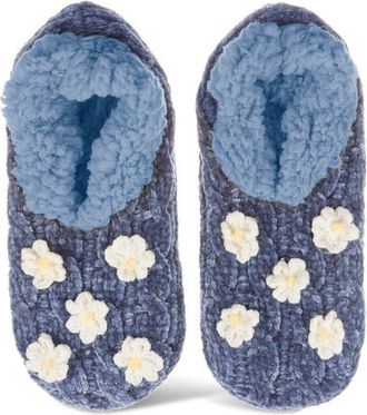 MeMoi Dasies Chenille Slipper Socks in Denim at Nordstrom, Size Medium