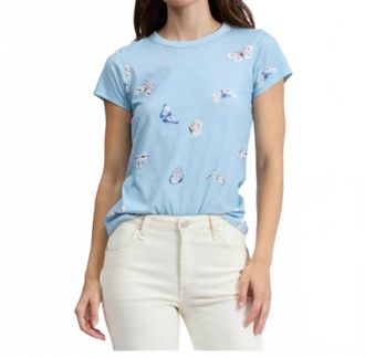Rag & Bone All Over Tammy Butterfly Tee In Light Blue