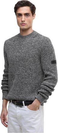 Barbour Declan Yarn Twist Crew Jump - Heren - Ronde hals truien - Zwart - L - Katoen - Truien & Vesten