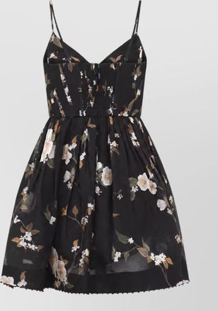 Zimmermann silk linen floral-print draped v-neck panelled corset mini dress