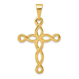 Diamond2Deal 14k Yellow Gold Polished Cross Pendant