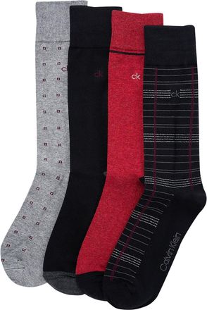Calvin Klein Mens Holiday Combed Cotton 4-Pack Dress Socks - Multi