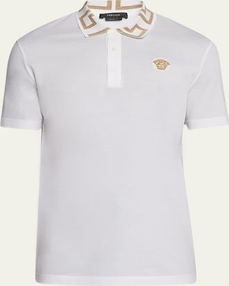 Versace Mens Greca-Collar Polo Shirt