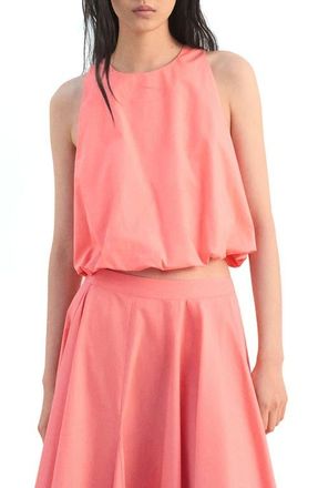 Mango Bubble Hem Sleeveless Cotton Top in Coral Red at Nordstrom, Size 4