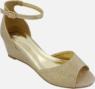 XY London Womens XY London Womens/Ladies Lottie Peep Toe Wedge Sandals - Gold - Size: 6