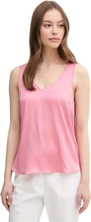 Mos Mosh MMAstrid V-Neck Zijden Tanktop - Dames - Tops zonder mouwen - Roze - S - Tops
