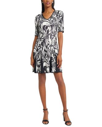 Ming Wang Princess Seam Jacquard Fit & Flare Dress