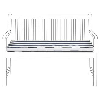 Beliani Coj&iacute;n De Asiento Para Exterior Colch&oacute;n Para Banco Resistente Al Agua Poli&eacute;ster Azul Y Blanco 112 X 54 Cm Jard&iacute;n Vivara