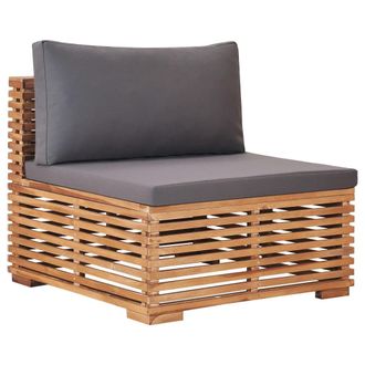 vidaXL Vidaxl - Sof&aacute; Central De Jard&iacute;n Con Coj&iacute;n Gris Madera Maciza De Teca