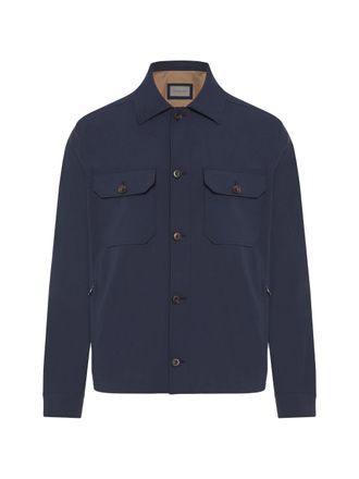 Corneliani Deep Blue Structured Boxy Silhouette Jacket