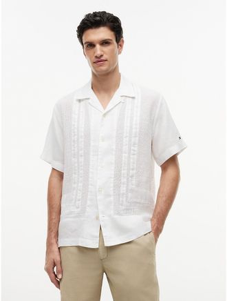 Tommy Hilfiger Mens Classic Fit Linen Mesh Shirt - White - XXL