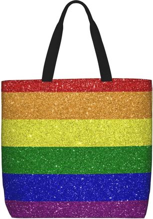 Generic Women Handbag Gay Pride Rainbow Flag Travel Tote Bag Waterproof Fashion Shoulder Bags, For Christmas, Daily, Holiday, Birthday, School