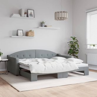 vidaXL Sof&aacute; Cama Nido Tela Gris Claro 90x190 Cm Vidaxl