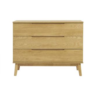 Miliboo Com&ograve; scandinavo in legno chiaro di rovere con 3 cassetti L90 cm FELIX